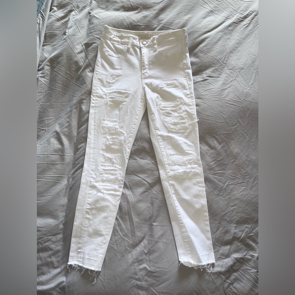 American eagle outfitters White Jeans Hi-Rise Jegging crop size 10 Long